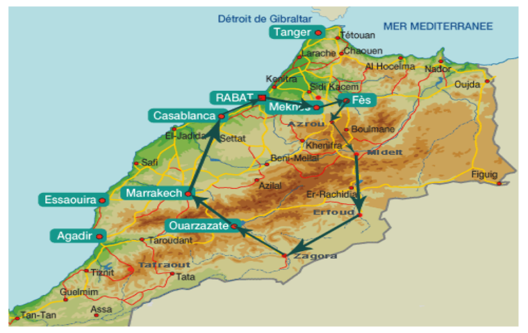 Carte des villes du Maroc 