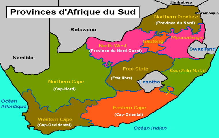 carte d afrique du sud